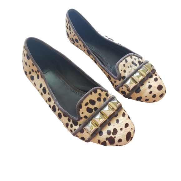 Tory Burch Studded Asher Loafer Animal Print Cheetah Pony Hair Flats Size 9 - Picture 5 of 6